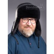 Шапка-ушанка Пилот кожа Норка блэк