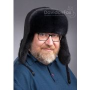 Шапка-ушанка Пилот замша Норка блэк