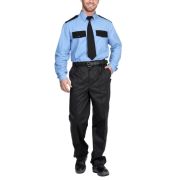 Рубашка охранника с длинным рукавом голубая/черная 48/170-176 Арго+