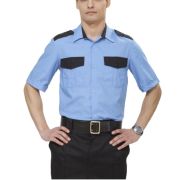 Рубашка охранника короткий рукав Арго+ голубая/черн (39) 46/170-176